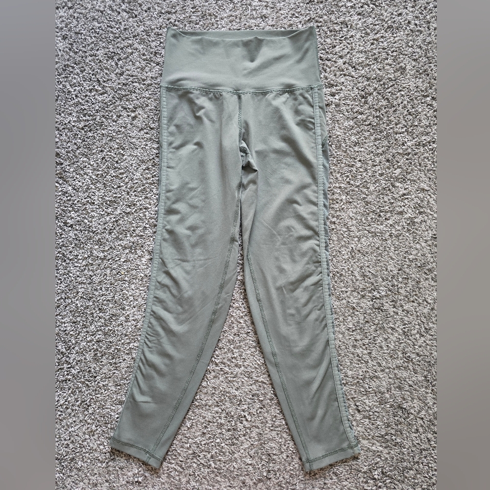 Aerie Chill Play Move Mesh Leggings Small Sage Green - Picture 2 of 7